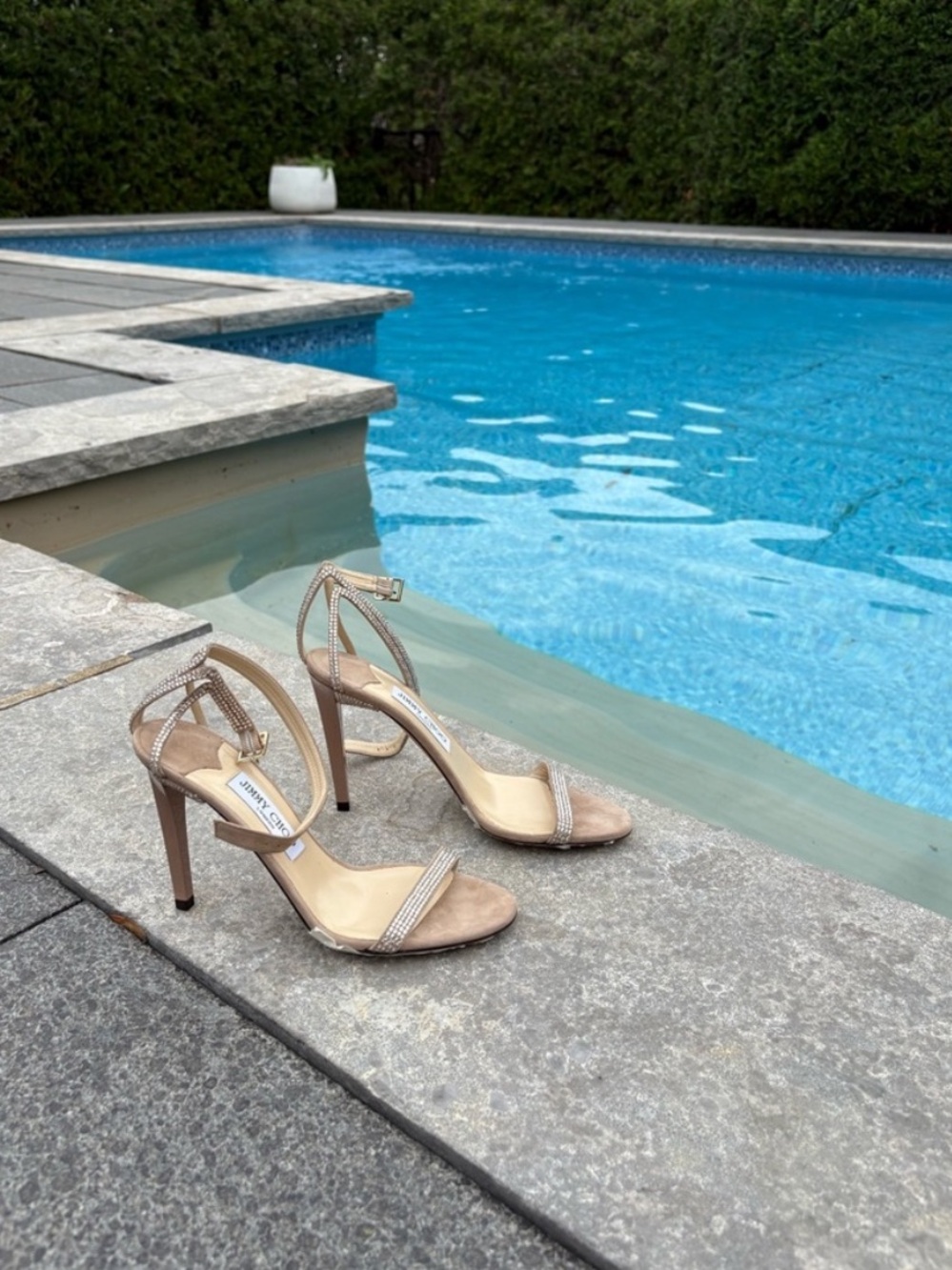 Jimmy Choo Nude Strappy Stiletto Sandals